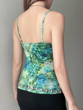 BXOXO French Chic Fashion Elegant Slim Camisole Tops Summer New Green Flower Print Blouses Design Elegant